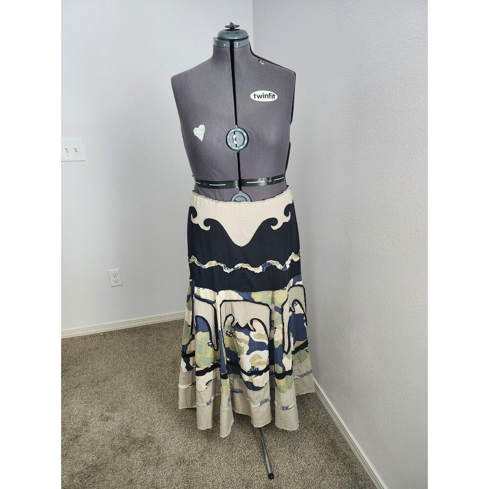 VTG Venezia Mixed Media Patchwork Maxi Skirt 14 Whimsigoth 90s Boho Chic Y2K